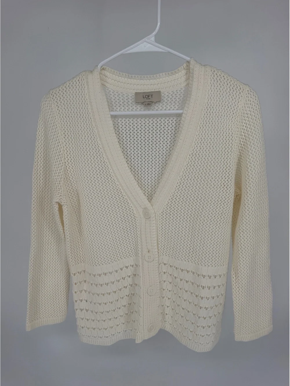 LOFT Outlet Women's Cream Knit Cardigan Sweater Size Small